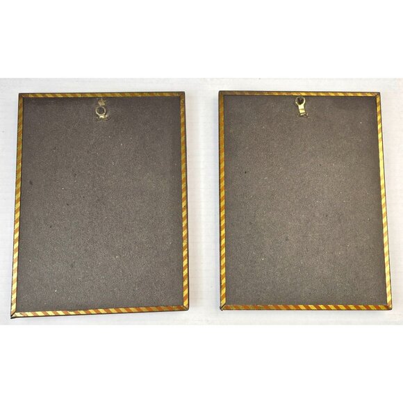 Vintage Silhouette Reverse Paint Art Glass Pictures With Brass Frames 6x8 - Picture 12 of 13